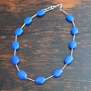 Raw Sapphire Oval Bead Collar Necklace